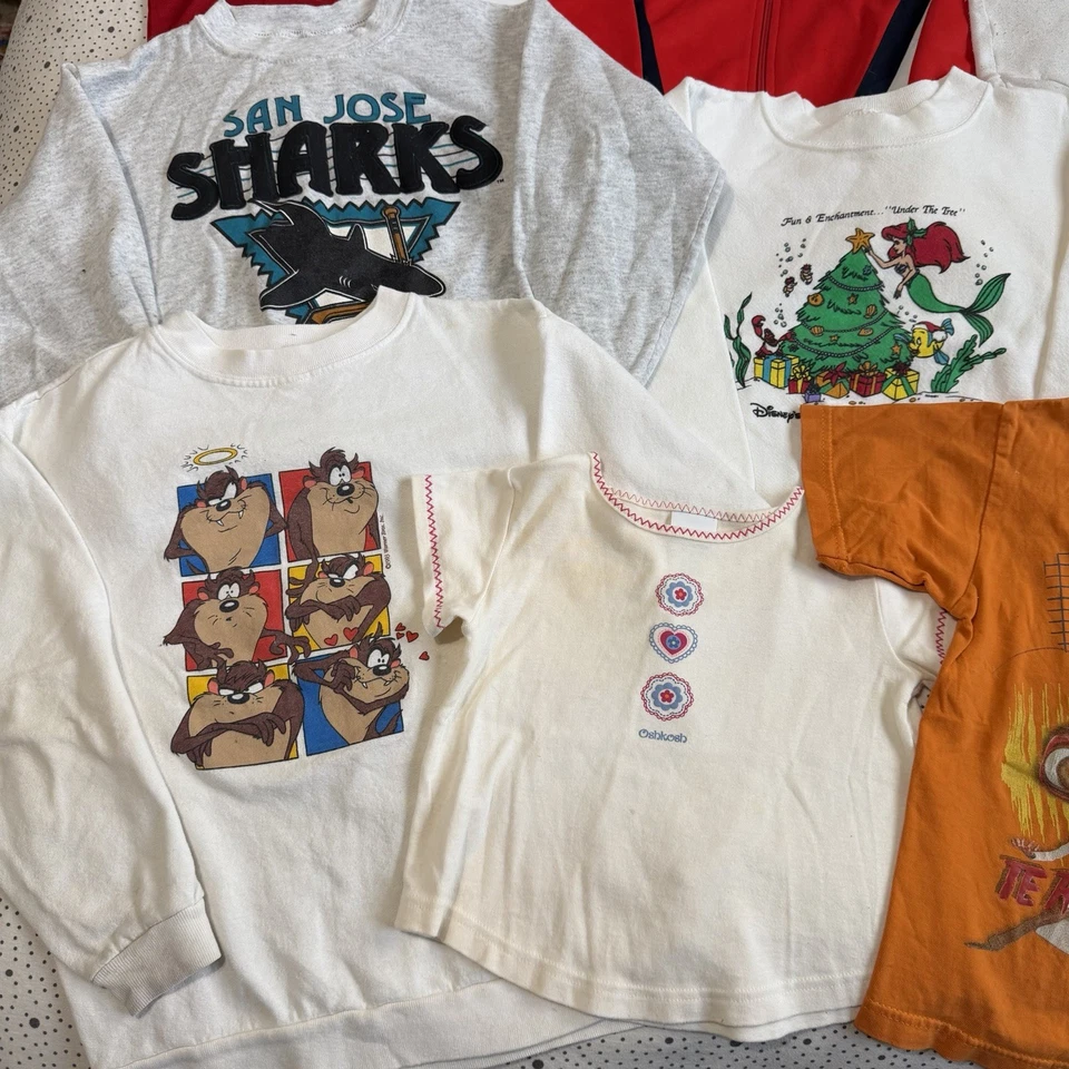 Винтажный 1990-х годов комплект детской одежды (лот из 16) детский 24M-L толстовки футболки - Изображение 2 из 4