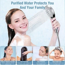 9 Modes Filtered Shower Head with Handheld, 72" hose, Adjustable Bracket Chrome