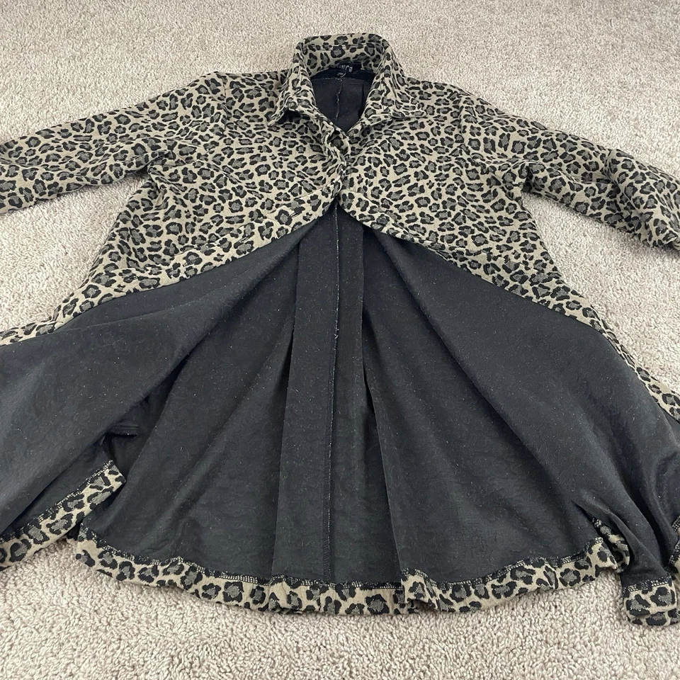 Comfy USA Jacket Women’s L Button Up Leopard Print Zipper Accent Button Up R2 - Image 3 of 4