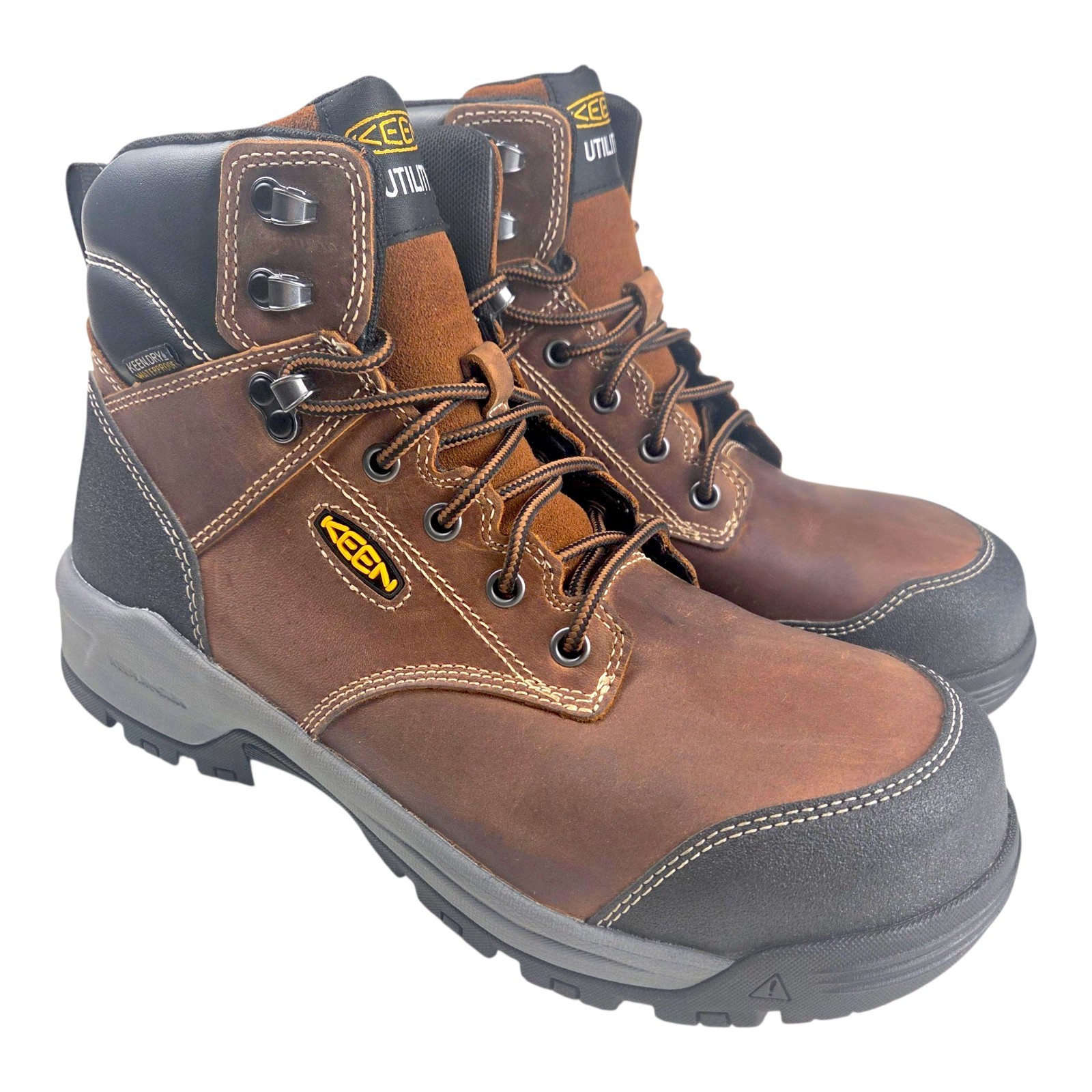 Stivali da lavoro Keen Utility Evanston 6" WP punta carbonio bisonte nero uomo taglia 9 EE nuovi con scatola