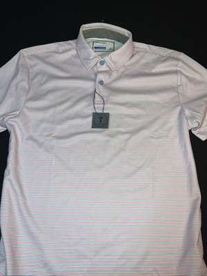 Twillory Shirt Med White/lt Blue/ Nantucket Red  Polo Polyester Athleisure SS