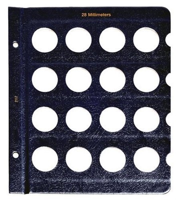 Classic  Coin Album Blank Page   28mm: Plain, No Dates