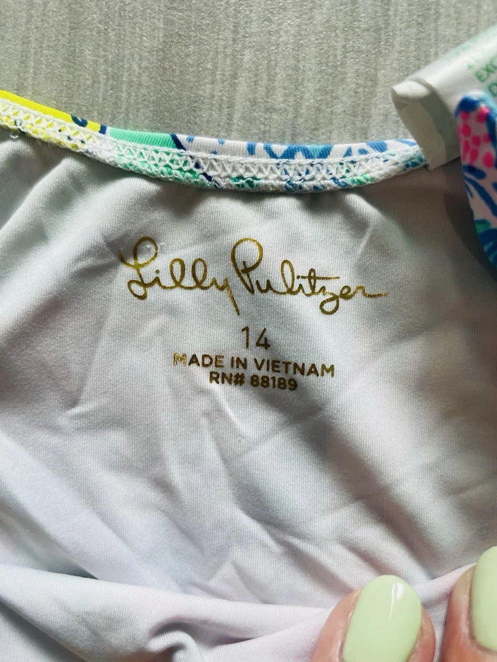 Traje de baño de una pieza para niñas Lilly Pulitzer talla 14 Vossie Wish You Were Here  Foto 3 de 3