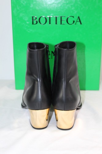 NWB Bottega Veneta Tex Black Gold Heel Ankle Side Zip Boots Booties 40 $1700 - Picture 8 of 8