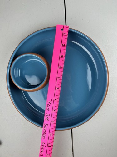 Himark Portugal Terracotta Clay Chip & Dip Salsa Bowl Blue Glaze Rio Ranchero - Picture 19 of 20