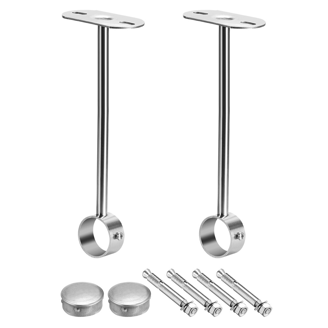 2pcs 25mm Dia Wardrobe Pipe Bracket Rod Lever Support Holder Flange Socket-image