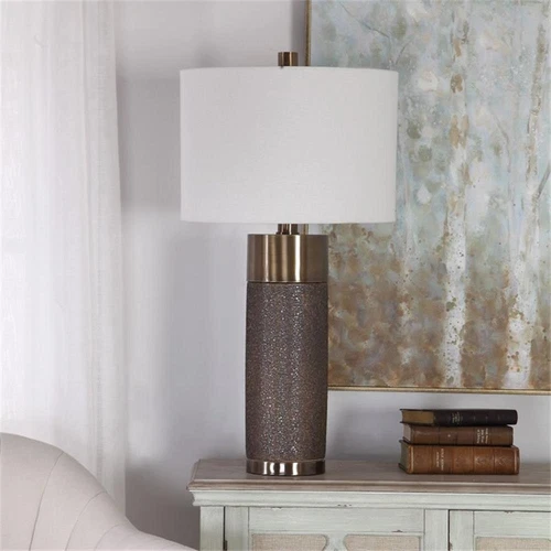 Uttermost Brannock Iron Ceramic and Fabric Table Lamp in Golden Bronze - Picture 6 of 7