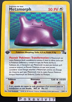 Pokemon Karte Metamorph 3/62 Holo Fossil Wizards Edition 1 DE