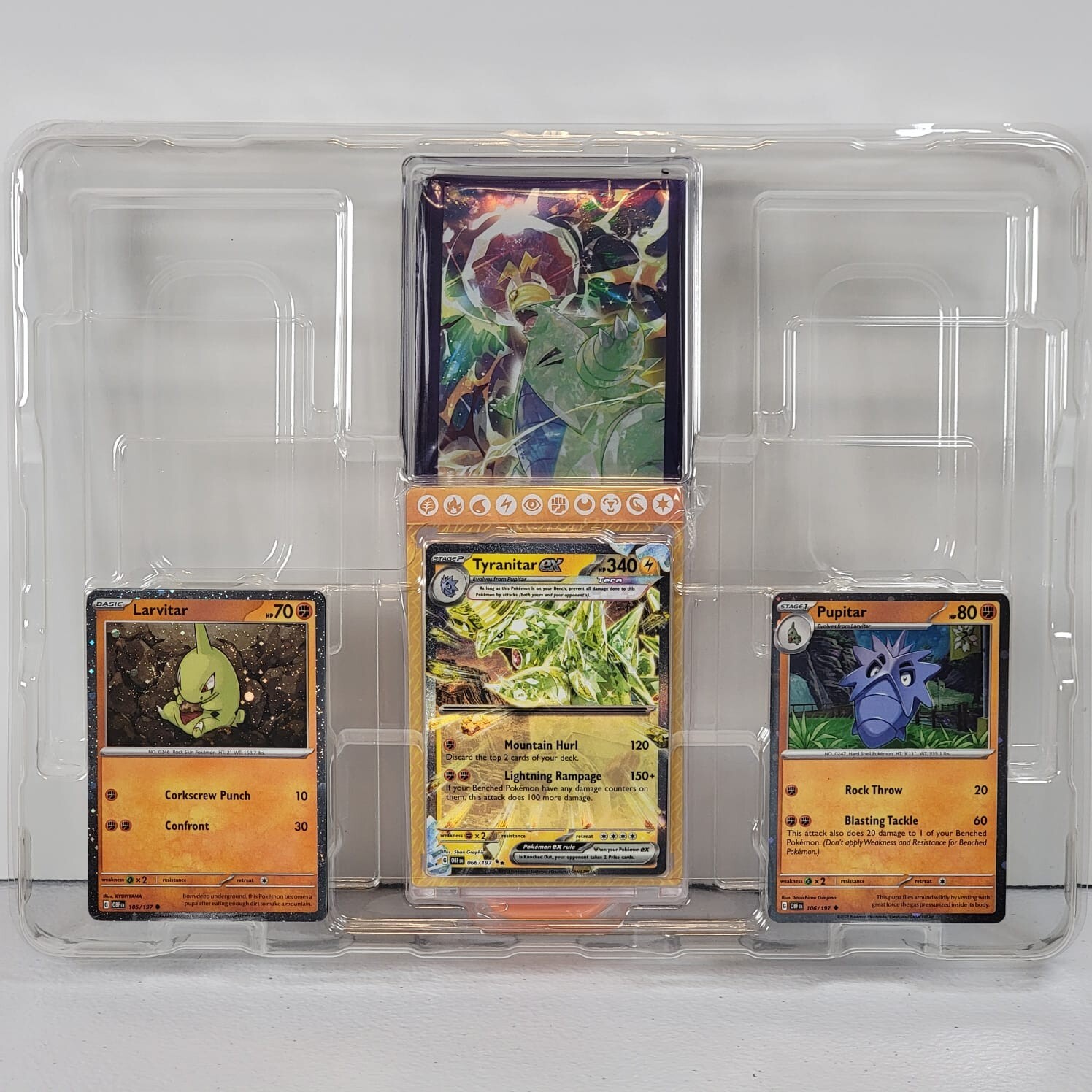 Tyranitar ex Collection Box Promos Pupitar Larvitar Sleeves w/Card Stand