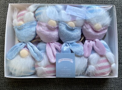 Spring/Easter Bunny Ear Gnome Garland 6ft Farmhouse Pink Blue White Baby Shower