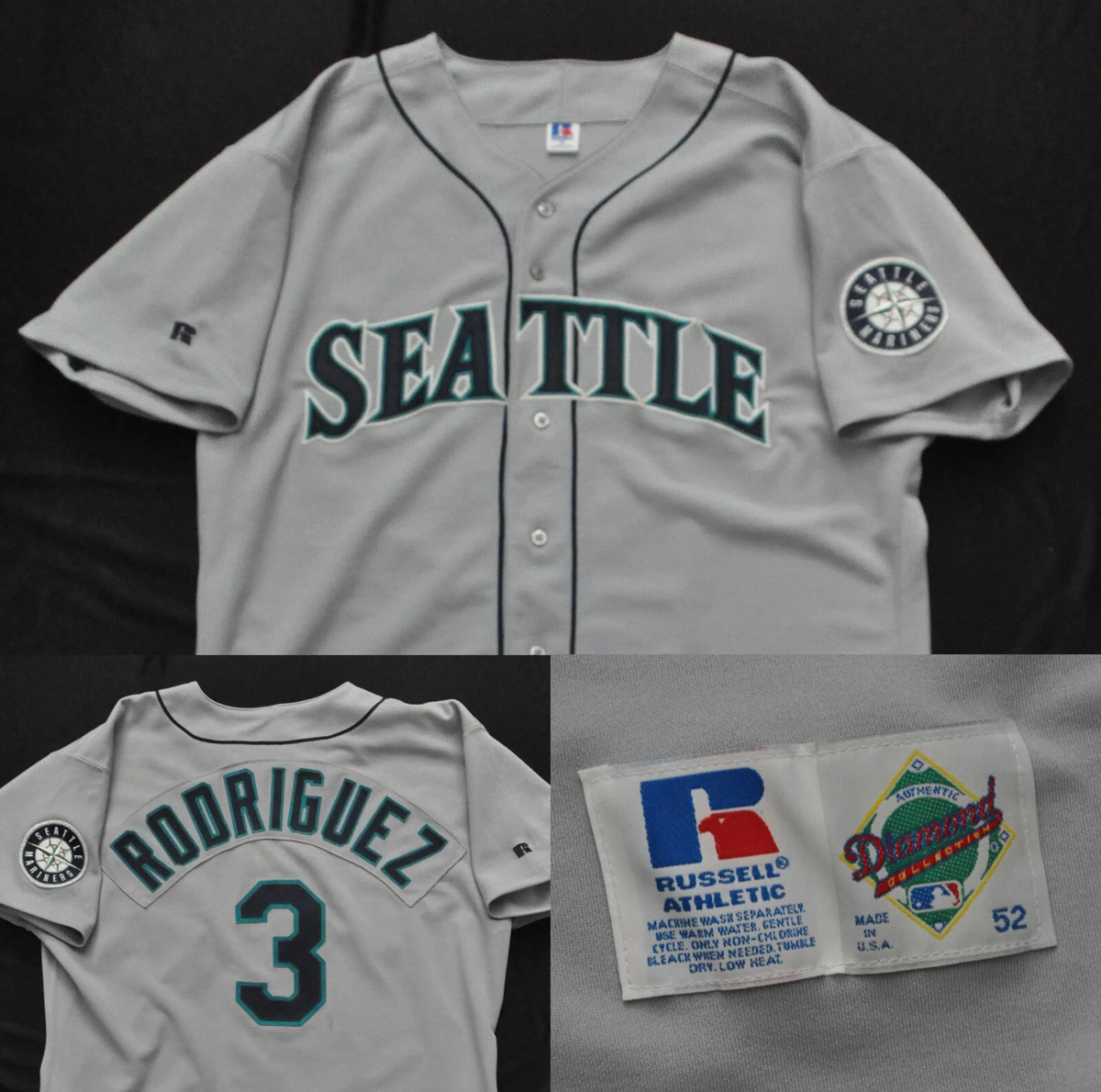 ALEX RODRIGUEZ A-ROD SEATTLE MARINERS JERSEY RUSSELL AUTHENTIC SEWN 52 2XL