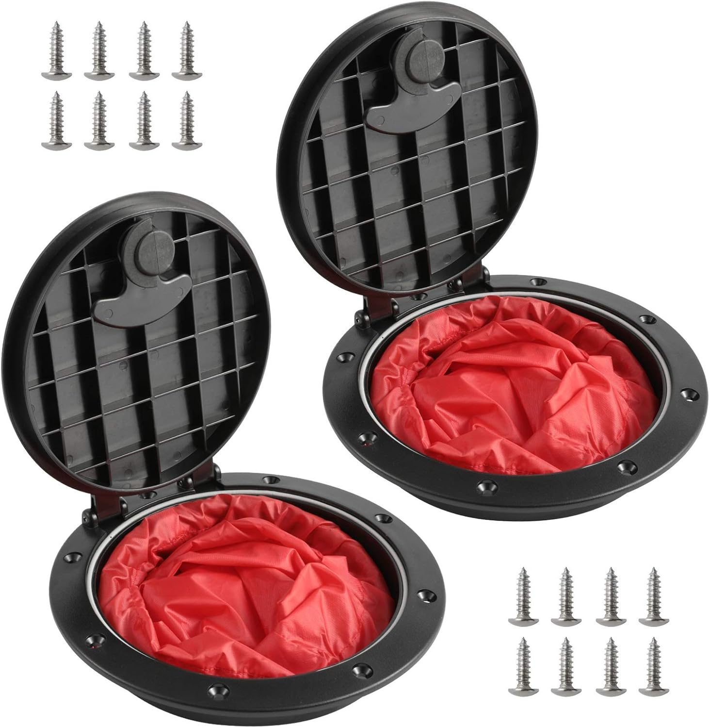 2-Pack 6-Inch Black Deck Plate Kit with Storage Bag for Kayak Boat Fishing
