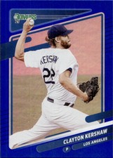 Clayton Kershaw 2021 Donruss Variation Holo Blue #105 Los Angeles Dodgers