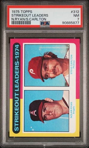 1975 Topps #312 Strikeout Leaders - Nolan Ryan - PSA 7 - NM - 90885877 - 🔥⚾