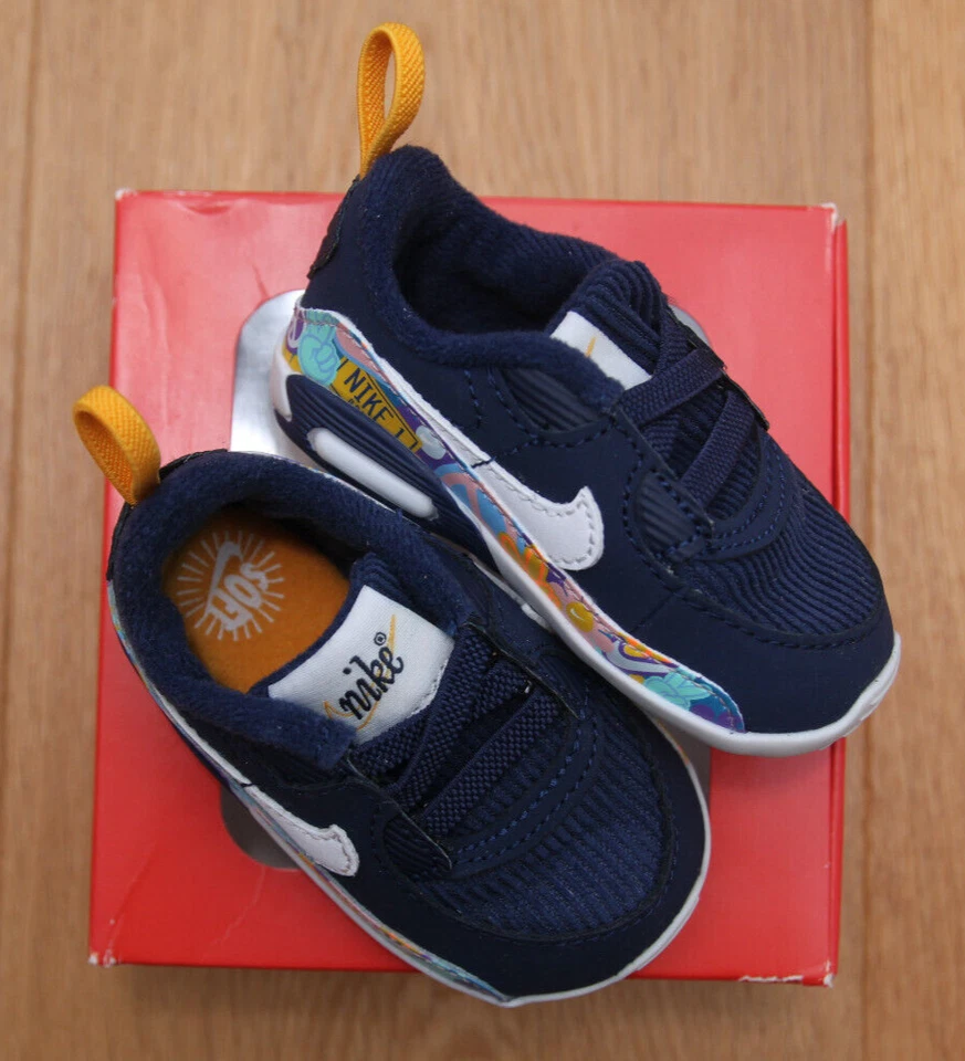 Nike Baby Max 90 Cuna SE (CB) ~ Azul Marino Medianoche/Blanco ~ Talla 3C Nuevo en Caja (La caja tiene algo de desgaste) Foto 2 de 4