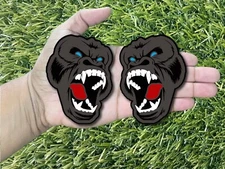 Gorilla Badges Emblem Roaring Teeth Light Blue Eye Fender Red Tongue Ape Custom