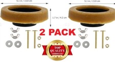 2 PACK Toilet Seal Brass Screws Bolt Caps Wax Ring Seal Standard Kit