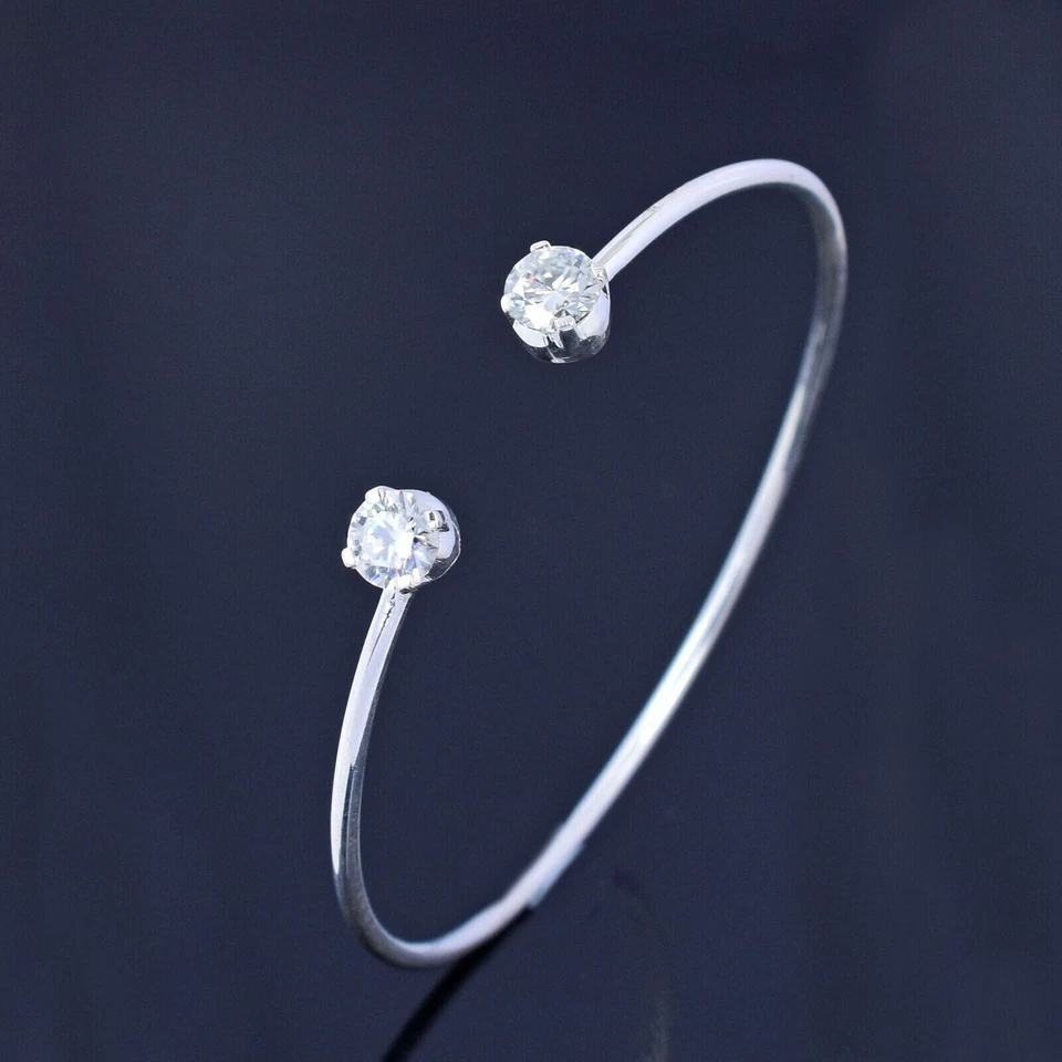 Brazalete solitario diamante blanco roto certificado tratado de 2,20 quilates, plata 925 Foto 2 de 4