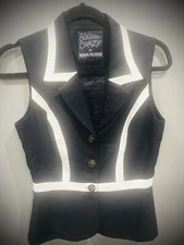 Rina Rossi Vintage Black And White Sleeveless Vest With Detailed Buttons 