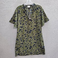 Banana Republic Women Dress 8 Green Floral Shirt Short Sleeve NWT