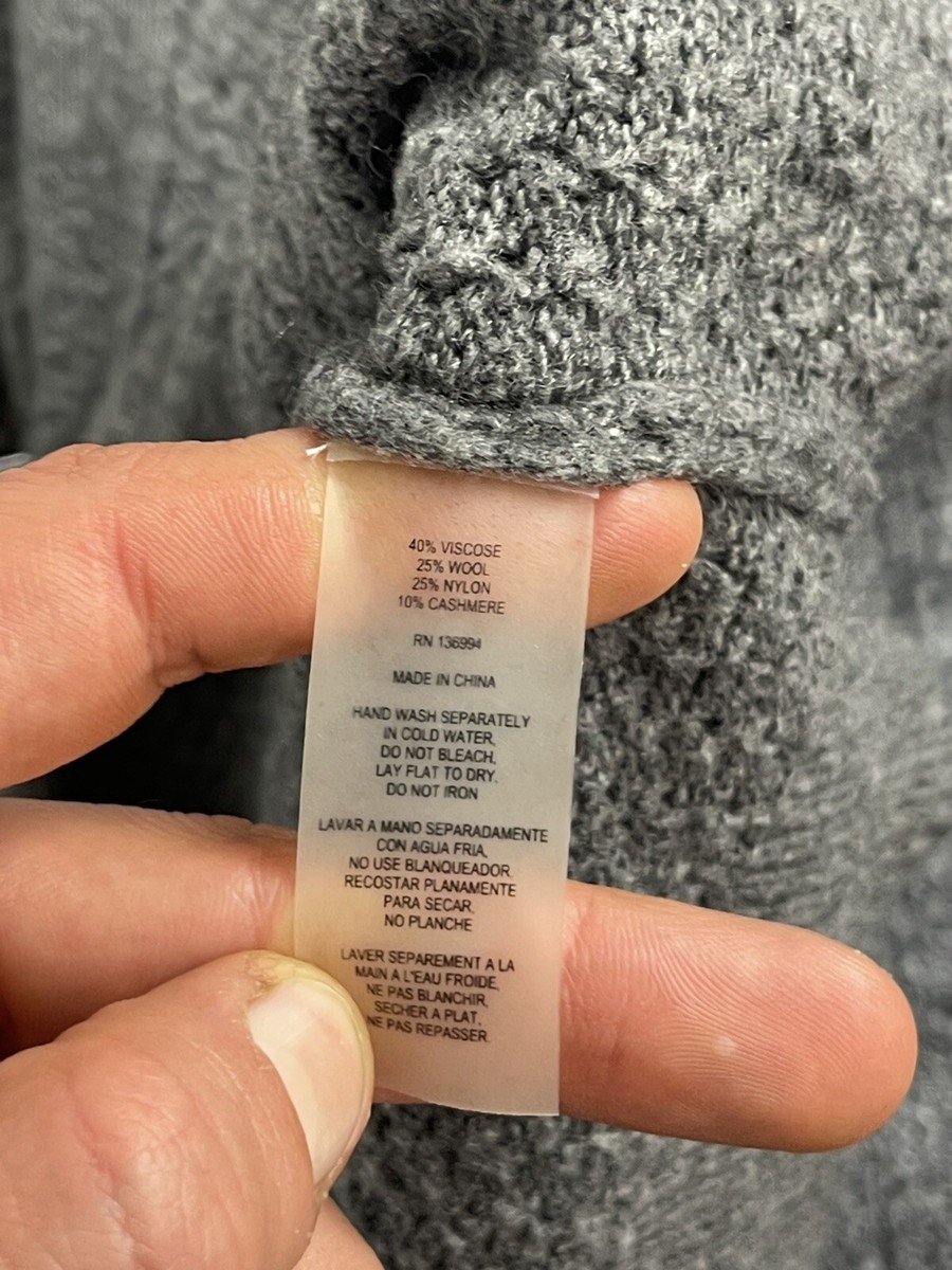 Sioni Sweater Women Medium Cardigan Gray Wool Cashmere Blend