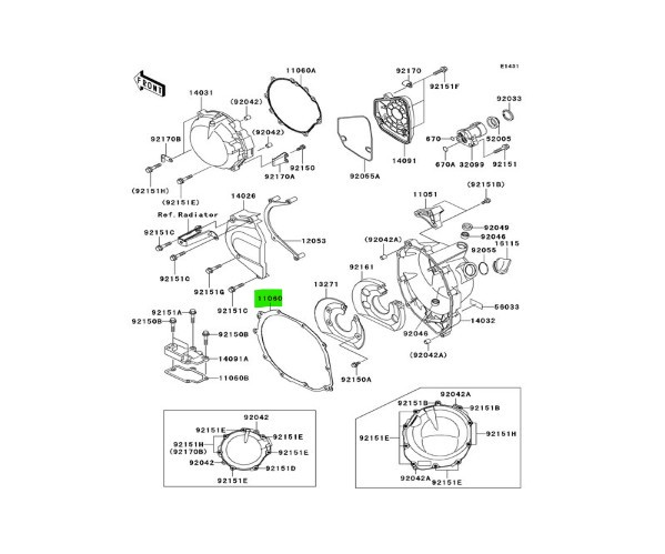 KAWASAKI NINJA ZX-12R ZX1200 Gasket, Generator Cover 11060-1911