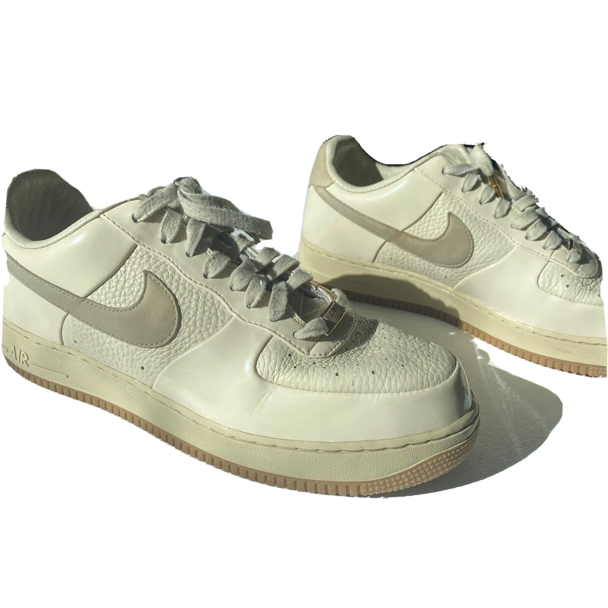 Nike Air Force 1 AF1 ‘82 Patent Leather Men’s US Size 11.5 Ivory Sneaker  Shoes