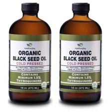 Organic Black Seed Oil - USDA Certified Cold Pressed Glass Bottle Over 1.5 T...
