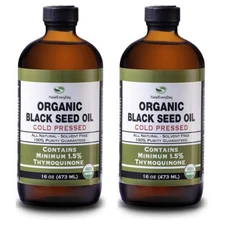 Organic Black Seed Oil - USDA Certified Cold Pressed Glass Bottle Over 1.5% T...