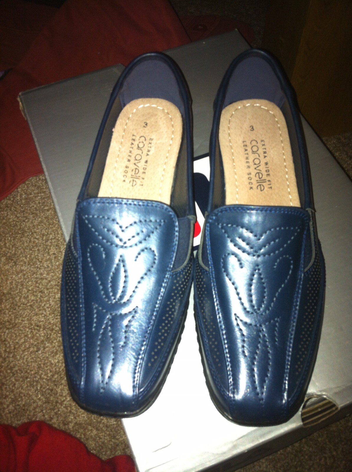 CARAVELLE LADIES HAYLEY EXTRA WIDE FIT SHOES LEATHER SOCK SOLE FLAT NAVY UK  3 | eBay