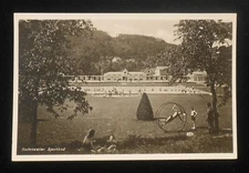 RPPC 1930s? Sportbad Swimming Pool Man in Giant Wheel Badenweiler Germany