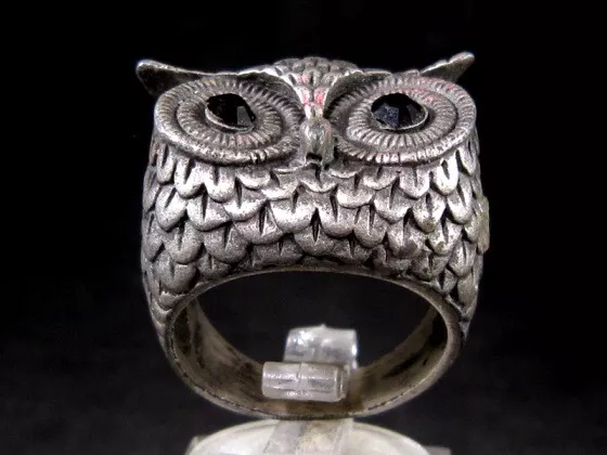 BEAUTIFUL VINTAGE SILVER PLATED OWL RING eBay