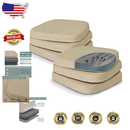Versatile Memory Foam Dining Chair Pads - Non-Slip and Machine Washable, 17 x 16