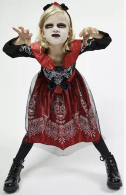 Tu Clothing Girls Halloween Day Of The Dead Costume 3-4 Years