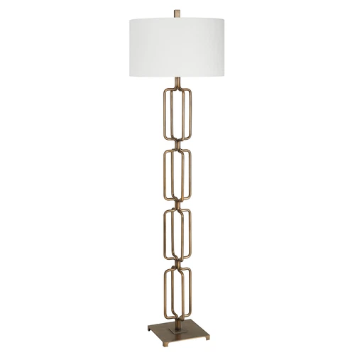 Contemporary Stacked Gold Bronze Links Floor Lamp 67 in Open Chain Rings Shapes - Picture 6 of 9