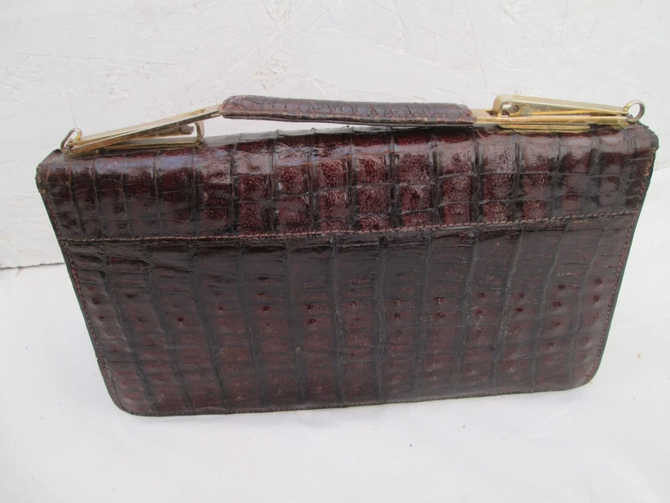 Sac à main en croco véritable vintage bag - Photo 4/4