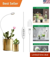 Full Spectrum LED Grow Light with Timer for Indoor Plants - 5W Dimmable Clip-On