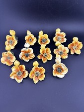 Vtg Italian Capodimonte Hand Made Yellow Flowers Figurines Lot Of 12 READ
