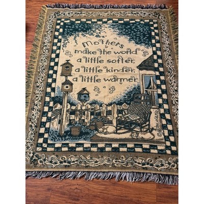 Joy Marie Mothers Make The World Softer Woven Tapestry Throw Blanket Fringe Edge