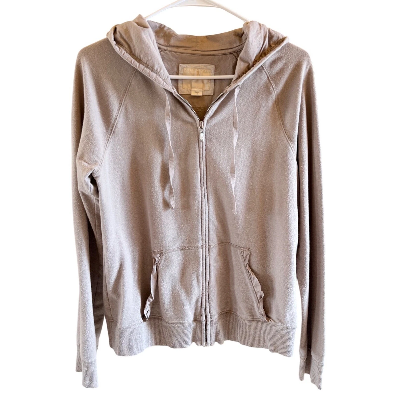 Y2K Victoria's Secret Zip Up Hoodie Fits Medium Taupe Lightweight Neutral