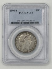 1900-S Barber Half Dollar 50c PCGS Certified AU50