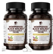 Lukaree Wormwood Black Walnut Clove Cleanse Gut Detox Digestive Health 120 Caps