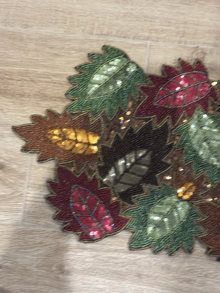 "De colección Pier 1 Importaciones Navidad Cuentas Corredor de Mesa 13""x35"" Decoración Vacacional Excelente" Foto 4 de 4