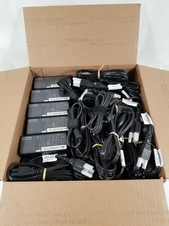 Lote de 24~ Novo~ Lenovo 65W 20V 3.25A Amarelo Ponta Quadrada Adaptador AC Carregador e Cabo - Imagem 2 de 2