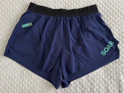 Soar Running Elite Race Short 4.0 Navy French Blue Medium Split Lined Reflective