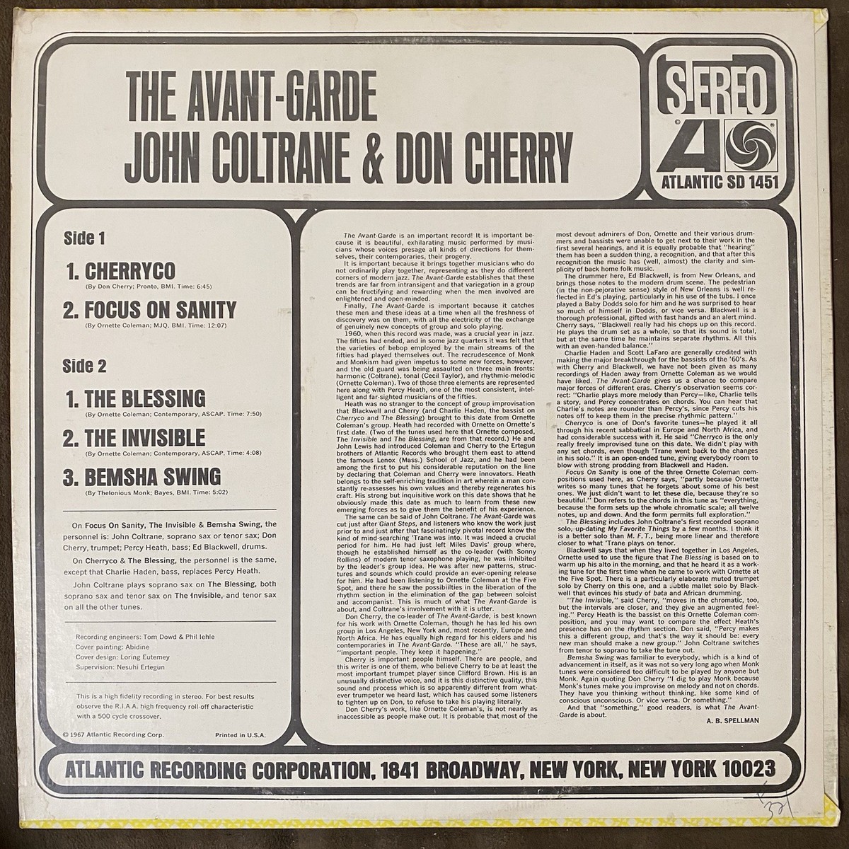 JOHN COLTRANE & DON CHERRY The Avant-Garde - Late 60s Press