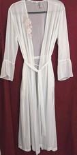 VTG "Wedding Night" Ivory Sheer Robe w/ Embroidered Sequin Detail Size S