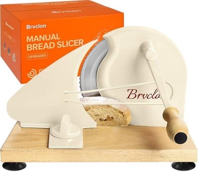 Brvclon Manual Bread Slicer Adjustable Thickness, Hand Crank Bread Slicer
