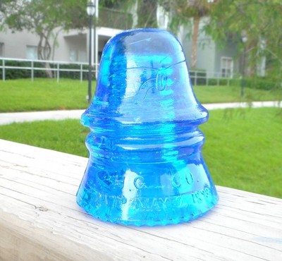 GREAT PEACOCK BLUE CD 151 H.G.CO N.A.T.CO GLASS INSULATOR