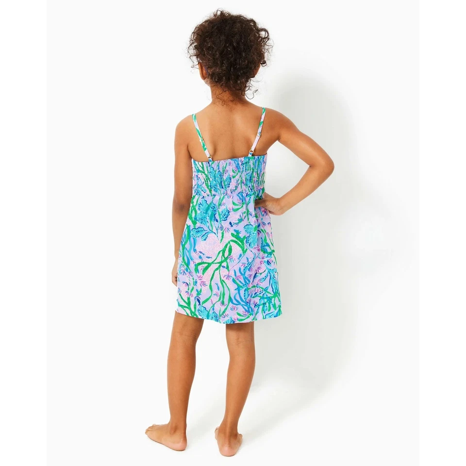Mini Vestido Lilly Pulitzer Niña 7 Multi Seacret Escape Shelli Borde de Encaje B19-3 Foto 2 de 4